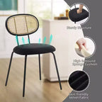 Ensemble de 2 chaises de salle à manger Rembourrées en velours Pieds en métal robustes Dossier en osier Idéales pour les salons et les zones de réception