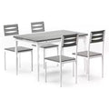Industrial 5-Piece Dining Table Set for 4 with Cushioned Chairs  Kitchen Table Set with Spiral Leg Design Table & Chairs