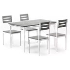 Industrial 5-Piece Dining Table Set for 4 with Cushioned Chairs  Kitchen Table Set with Spiral Leg Design Table & Chairs