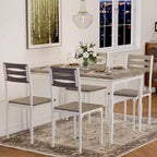 Ensemble de table à manger industrielle 5 pièces pour 4 avec chaises rembourrées – Ensemble table et chaises de cuisine avec pieds de table en spirale