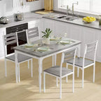 Ensemble de table à manger industrielle 5 pièces pour 4 avec chaises rembourrées – Ensemble table et chaises de cuisine avec pieds de table en spirale