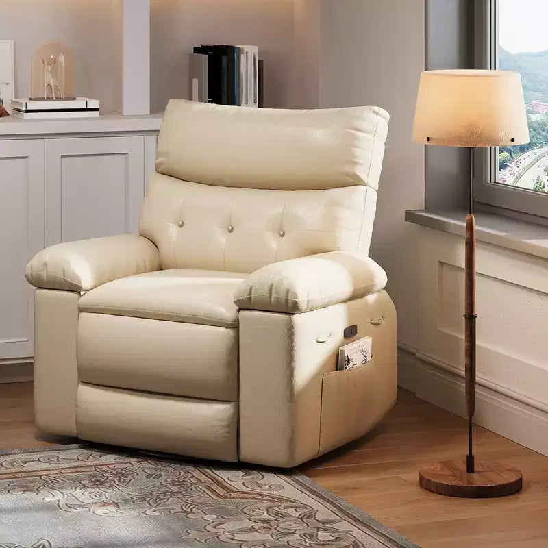 Fauteuil inclinable électrique - Chaleur et massage, Fauteuil inclinable électrique réglable en cuir PU ergonomique, Canapé simple, Siège rembourré, Chaise longue pour salon