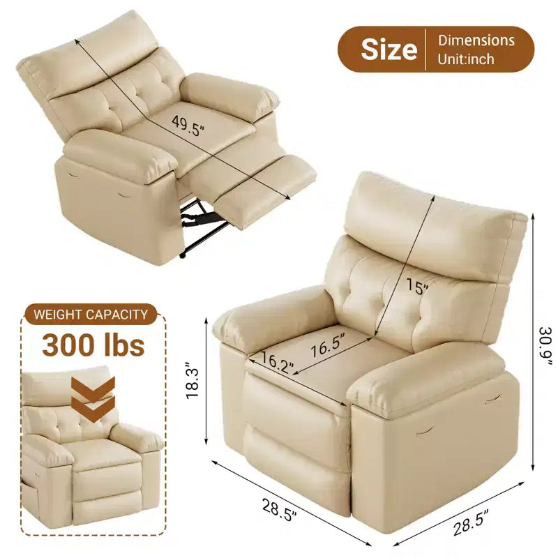 Fauteuil inclinable électrique - Chaleur et massage, Fauteuil inclinable électrique réglable en cuir PU ergonomique, Canapé simple, Siège rembourré, Chaise longue pour salon