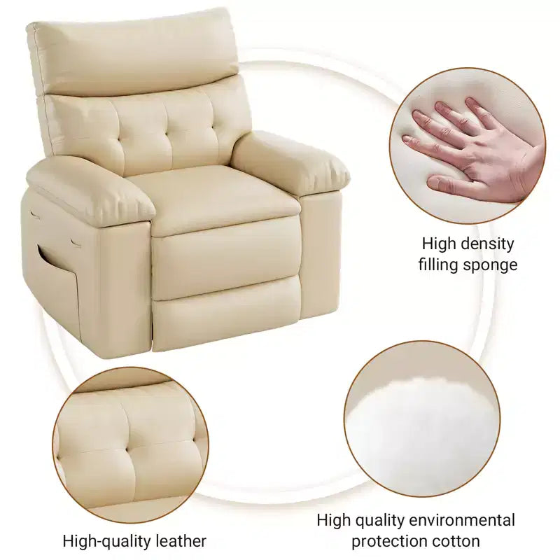 Fauteuil inclinable électrique - Chaleur et massage, Fauteuil inclinable électrique réglable en cuir PU ergonomique, Canapé simple, Siège rembourré, Chaise longue pour salon