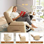 Fauteuil inclinable électrique - Chaleur et massage, Fauteuil inclinable électrique réglable en cuir PU ergonomique, Canapé simple, Siège rembourré, Chaise longue pour salon