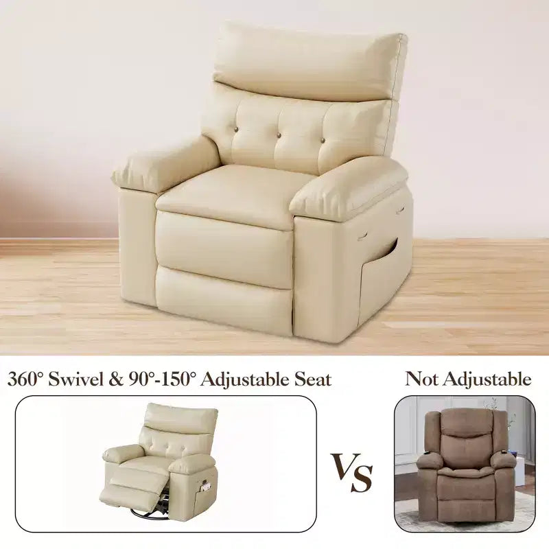 Fauteuil inclinable électrique - Chaleur et massage, Fauteuil inclinable électrique réglable en cuir PU ergonomique, Canapé simple, Siège rembourré, Chaise longue pour salon