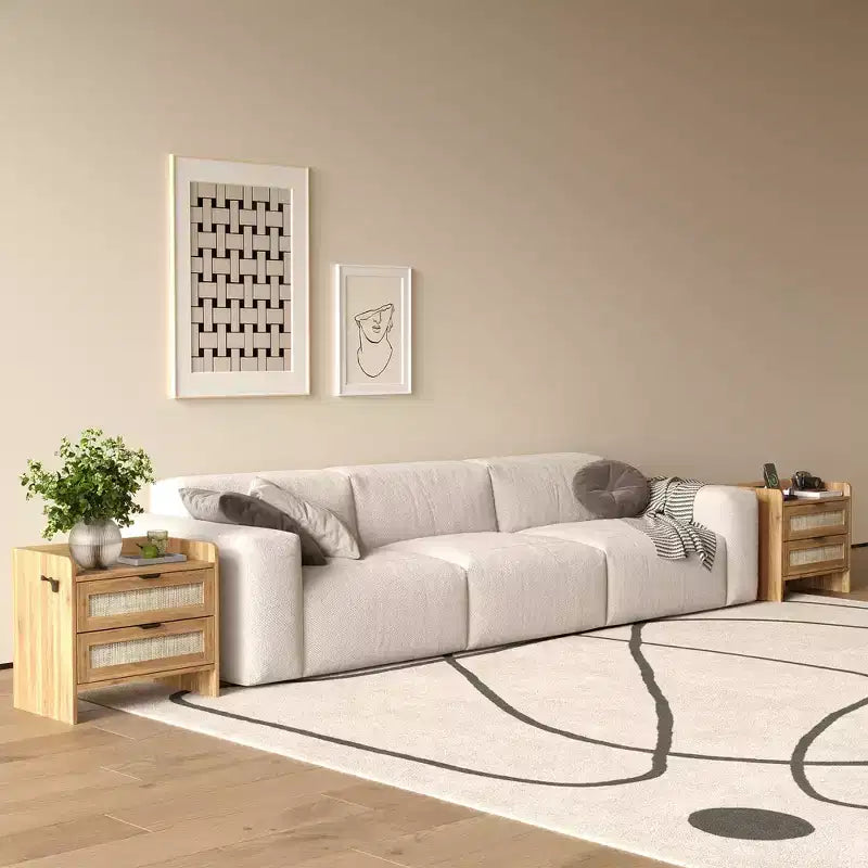 Table de chevet en bois GustoWave, table de chevet bohème en rotin avec 2 tiroirs, table d'appoint de chambre à coucher