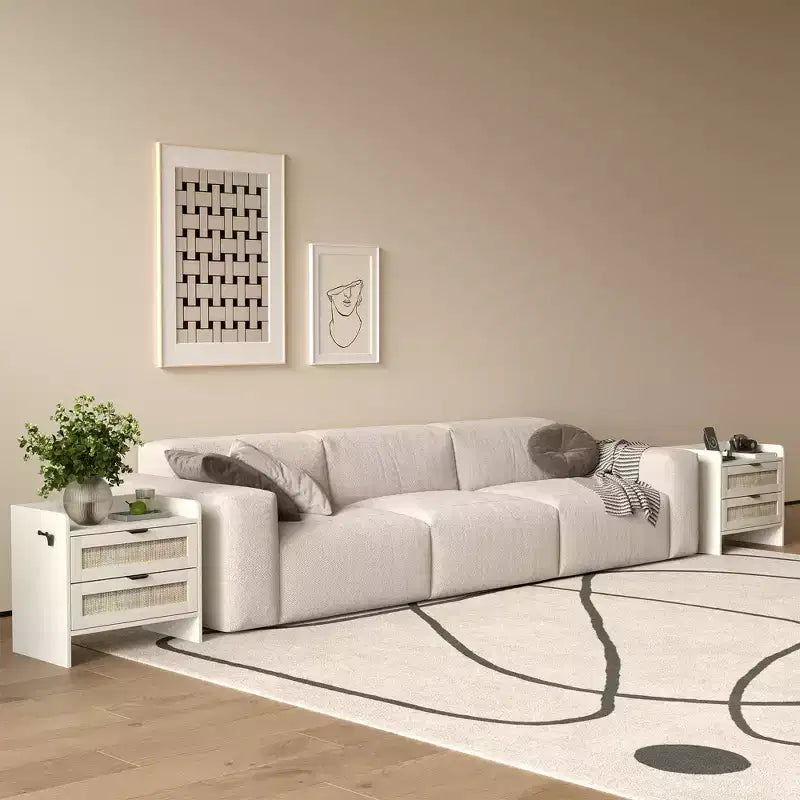 Table de chevet en bois GustoWave, table de chevet bohème en rotin avec 2 tiroirs, table d'appoint de chambre à coucher