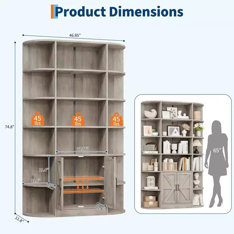 Shelves, 75-inch tall bookshelves with storage space, 6-tier 47-inch storage racks, suitable for home offices, living rooms, and bedrooms.