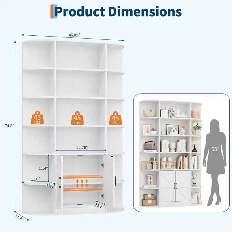 Shelves, 75-inch tall bookshelves with storage space, 6-tier 47-inch storage racks, suitable for home offices, living rooms, and bedrooms.