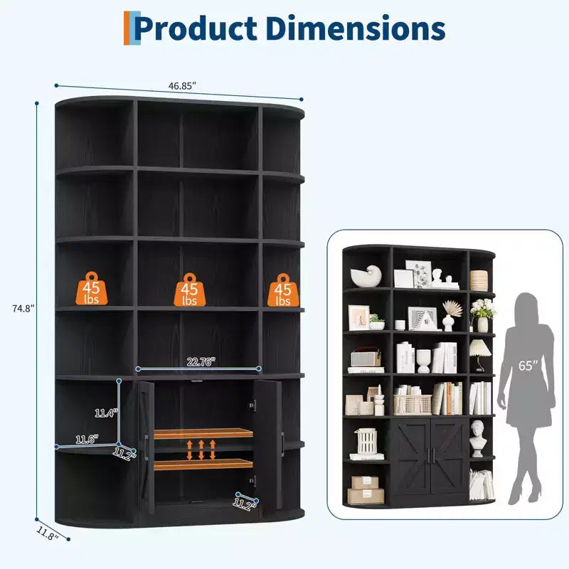 Shelves, 75-inch tall bookshelves with storage space, 6-tier 47-inch storage racks, suitable for home offices, living rooms, and bedrooms.