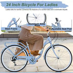 NAYSAYE Vélo de plage Cruiser 24 pouces pour femme, vélo de ville 7 vitesses avec double frein en V, vélo de ville pour adulte femme, homme