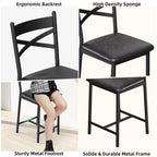 Bar Stools Set, Upholstered Kitchen Bar Stools with Backrest & Footrest, Counter Height Barstools with Thick Cushion for Kitchen Island Counter Bar