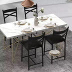 Bar Stools Set, Upholstered Kitchen Bar Stools with Backrest & Footrest, Counter Height Barstools with Thick Cushion for Kitchen Island Counter Bar
