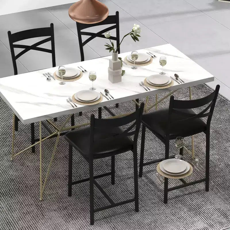 Bar Stools Set, Upholstered Kitchen Bar Stools with Backrest & Footrest, Counter Height Barstools with Thick Cushion for Kitchen Island Counter Bar