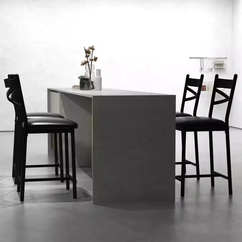 Bar Stools Set, Upholstered Kitchen Bar Stools with Backrest & Footrest, Counter Height Barstools with Thick Cushion for Kitchen Island Counter Bar