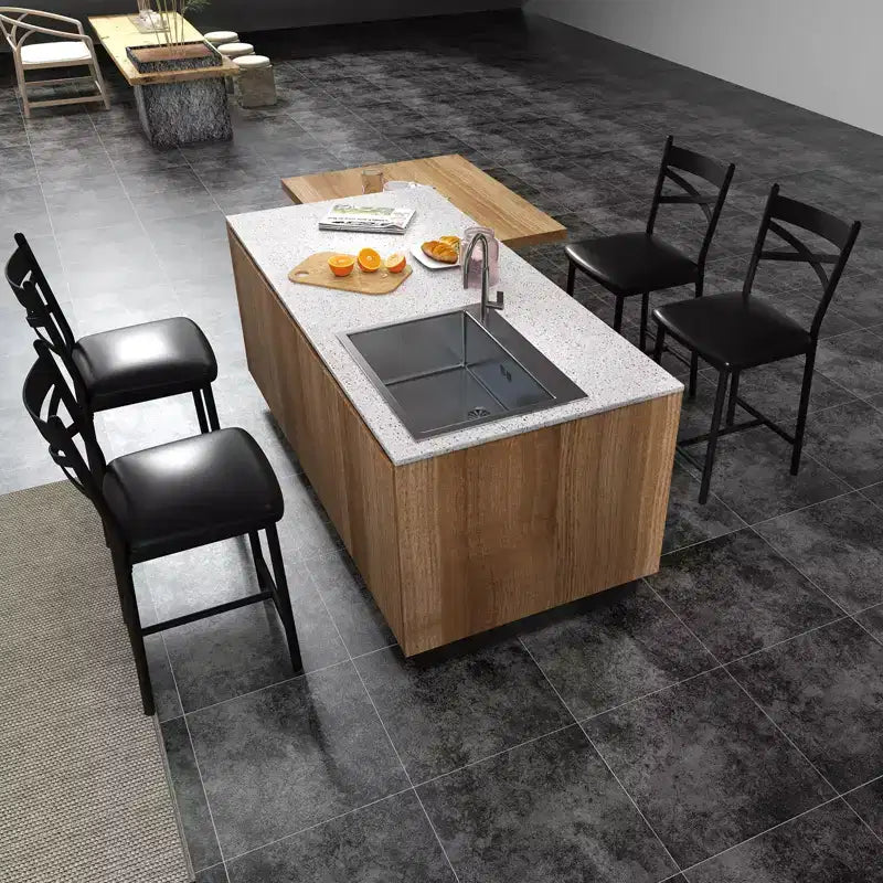 Bar Stools Set, Upholstered Kitchen Bar Stools with Backrest & Footrest, Counter Height Barstools with Thick Cushion for Kitchen Island Counter Bar