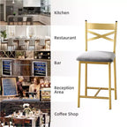 Bar Stools Set, Upholstered Kitchen Bar Stools with Backrest & Footrest, Counter Height Barstools with Thick Cushion for Kitchen Island Counter Bar