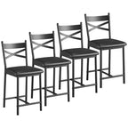 Bar Stools Set, Upholstered Kitchen Bar Stools with Backrest & Footrest, Counter Height Barstools with Thick Cushion for Kitchen Island Counter Bar
