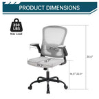 Chaise de bureau ergonomique, chaise de bureau pivotante à roulettes, chaise à roulettes en maille, accoudoir relevable, pour bureau à domicile, étude, chambre.