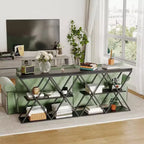 Console étroite industrielle pour table de canapé d'entrée derrière le canapé Cadre en forme de X Tables d'appoint rustiques en bois avec étagères de rangement pour le couloir