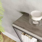 Console étroite industrielle pour table de canapé d'entrée derrière le canapé Cadre en forme de X Tables d'appoint rustiques en bois avec étagères de rangement pour le couloir