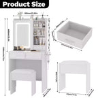 Makeup Vanity Desk with Mirror and Lights, Vanity Table Set with Charging Station, Dressing Table with Stool, 2 Drawers, Power Outlets & USB Ports
