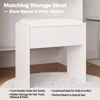 Makeup Vanity Desk with Mirror and Lights, Vanity Table Set with Charging Station, Dressing Table with Stool, 2 Drawers, Power Outlets & USB Ports