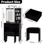 Makeup Vanity Desk with Mirror and Lights, Vanity Table Set with Charging Station, Dressing Table with Stool, 2 Drawers, Power Outlets & USB Ports