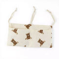 Alilang Stroller Organizer Bag with Teddy Bear Embroidery and Multi-Pocket Design 7x15in - Beige