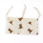 Alilang Stroller Organizer Bag with Teddy Bear Embroidery and Multi-Pocket Design 7x15in - Beige