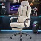 Chaise de jeu Bestier avec support lombaire, chaise de bureau avec hauteur réglable, accoudoirs et appuie-tête, roues rotatives à 360°