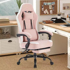 Chaise de jeu Bestier avec support lombaire, chaise de bureau avec hauteur réglable, accoudoirs et appuie-tête, roues rotatives à 360°
