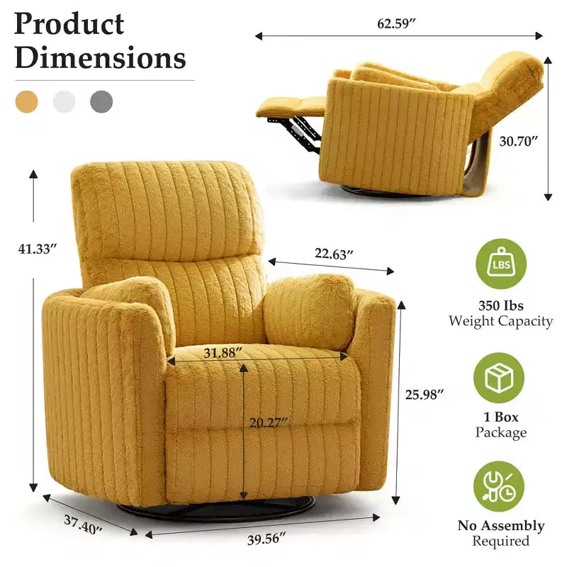 Fauteuil inclinable électrique KERDOM, fauteuil inclinable pivotant et à bascule avec ports USB