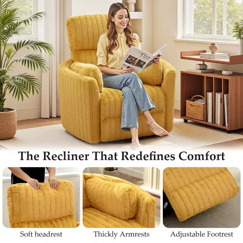 Fauteuil inclinable électrique KERDOM, fauteuil inclinable pivotant et à bascule avec ports USB