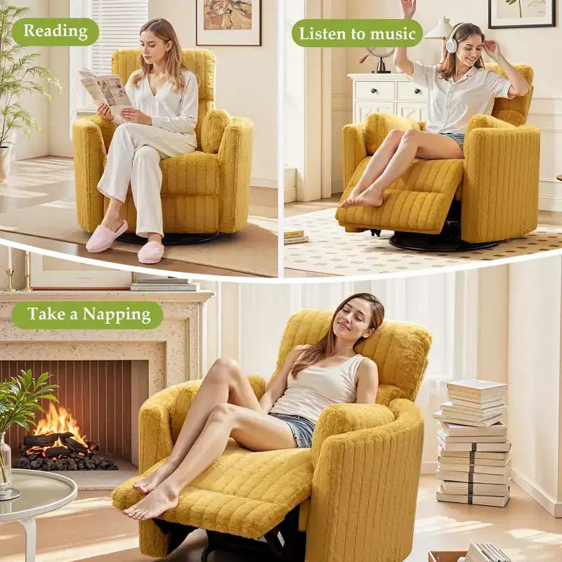 Fauteuil inclinable électrique KERDOM, fauteuil inclinable pivotant et à bascule avec ports USB
