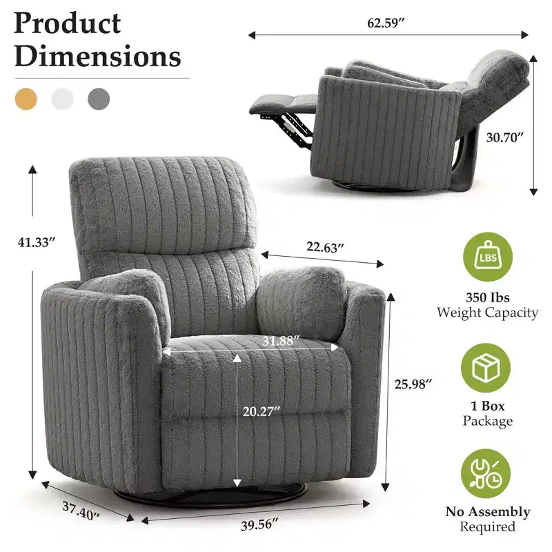 Fauteuil inclinable électrique KERDOM, fauteuil inclinable pivotant et à bascule avec ports USB