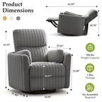 Fauteuil inclinable électrique KERDOM, fauteuil inclinable pivotant et à bascule avec ports USB