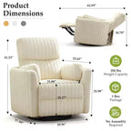 Fauteuil inclinable électrique KERDOM, fauteuil inclinable pivotant et à bascule avec ports USB