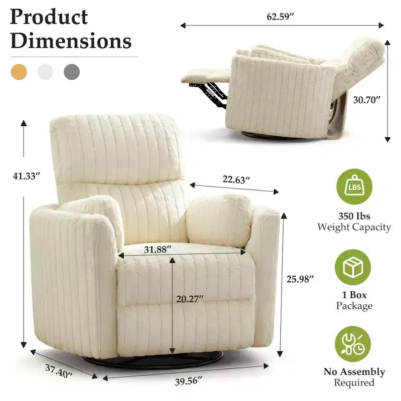 Fauteuil inclinable électrique KERDOM, fauteuil inclinable pivotant et à bascule avec ports USB