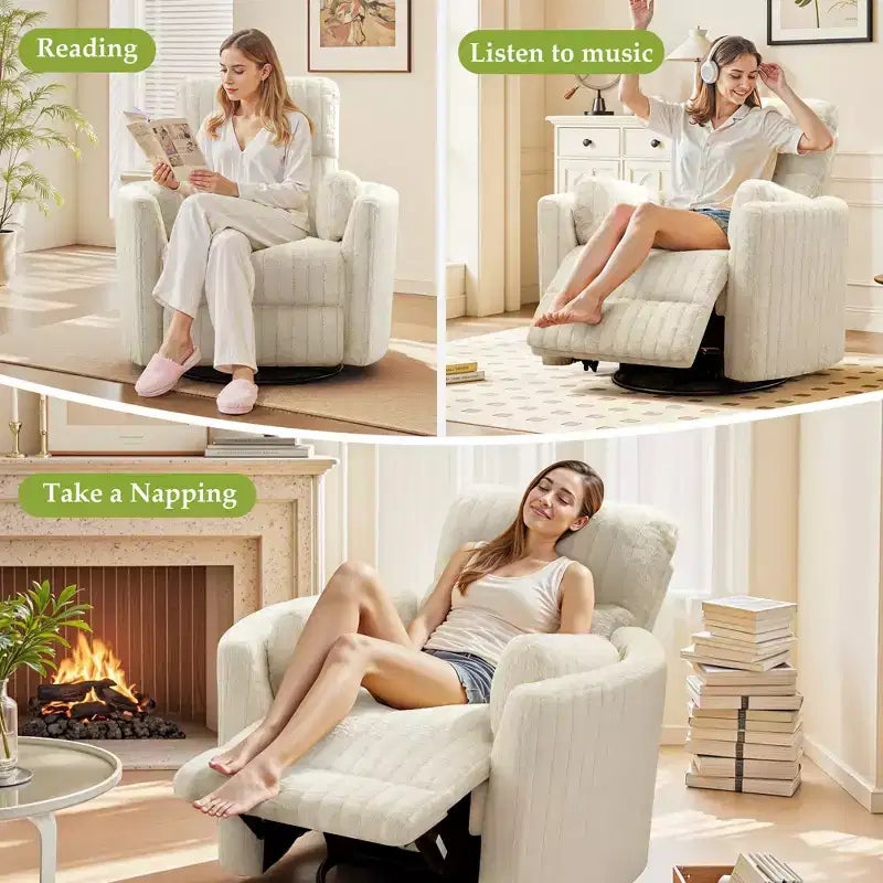 Fauteuil inclinable électrique KERDOM, fauteuil inclinable pivotant et à bascule avec ports USB