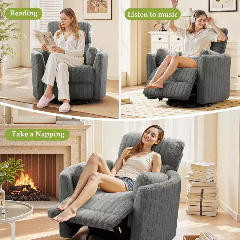Fauteuil inclinable électrique KERDOM, fauteuil inclinable pivotant et à bascule avec ports USB