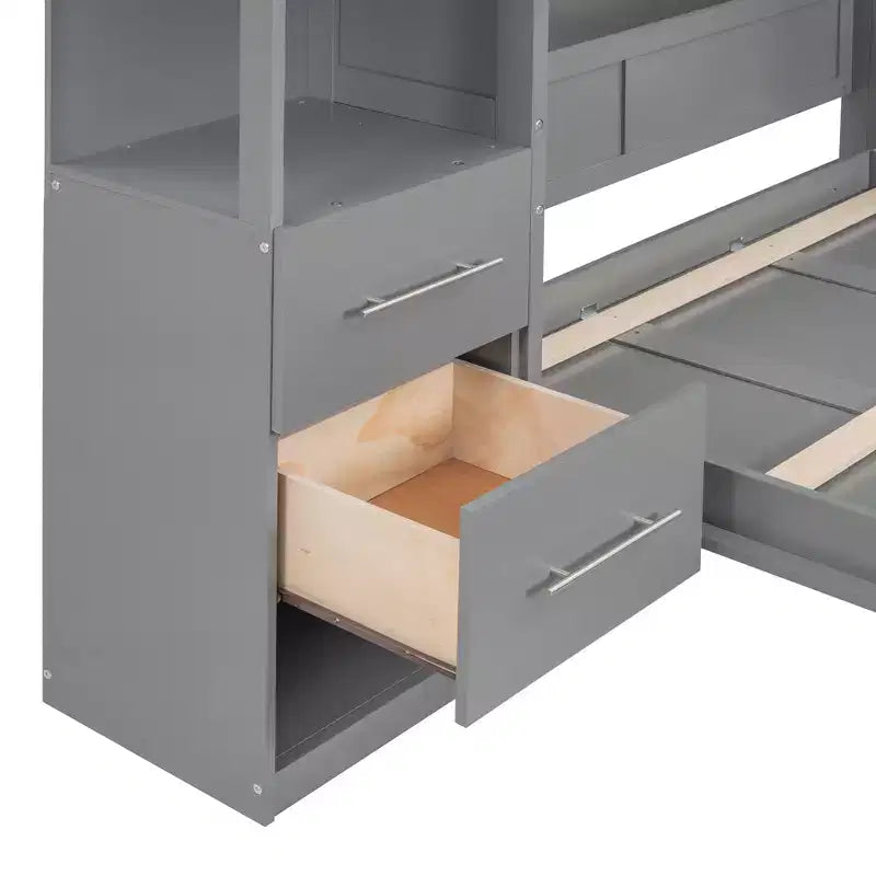 Lit escamotable mural Murphy double/grand lit avec étagères, tiroirs et lumières LED, armoire lit Murphy peu encombrante pour chambre d'amis ou bureau à domicile