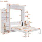 Lit escamotable mural Murphy double/grand lit avec étagères, tiroirs et lumières LED, armoire lit Murphy peu encombrante pour chambre d'amis ou bureau à domicile