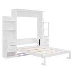 Lit escamotable mural Murphy double/grand lit avec étagères, tiroirs et lumières LED, armoire lit Murphy peu encombrante pour chambre d'amis ou bureau à domicile