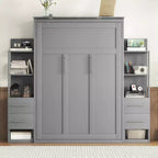 Lit escamotable mural Murphy double/grand lit avec étagères, tiroirs et lumières LED, armoire lit Murphy peu encombrante pour chambre d'amis ou bureau à domicile