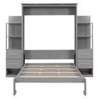 Lit escamotable mural Murphy double/grand lit avec étagères, tiroirs et lumières LED, armoire lit Murphy peu encombrante pour chambre d'amis ou bureau à domicile