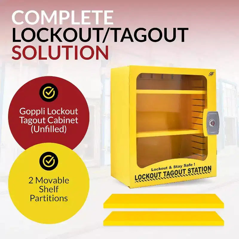 oppli Armoire de consignation/déconsignation Verrouillable Murale en Acier avec 2 étagères réglables Armoire de Rangement LOTO Vide (Jaune)