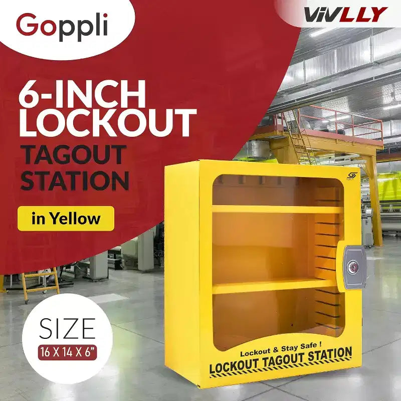 oppli Armoire de consignation/déconsignation Verrouillable Murale en Acier avec 2 étagères réglables Armoire de Rangement LOTO Vide (Jaune)