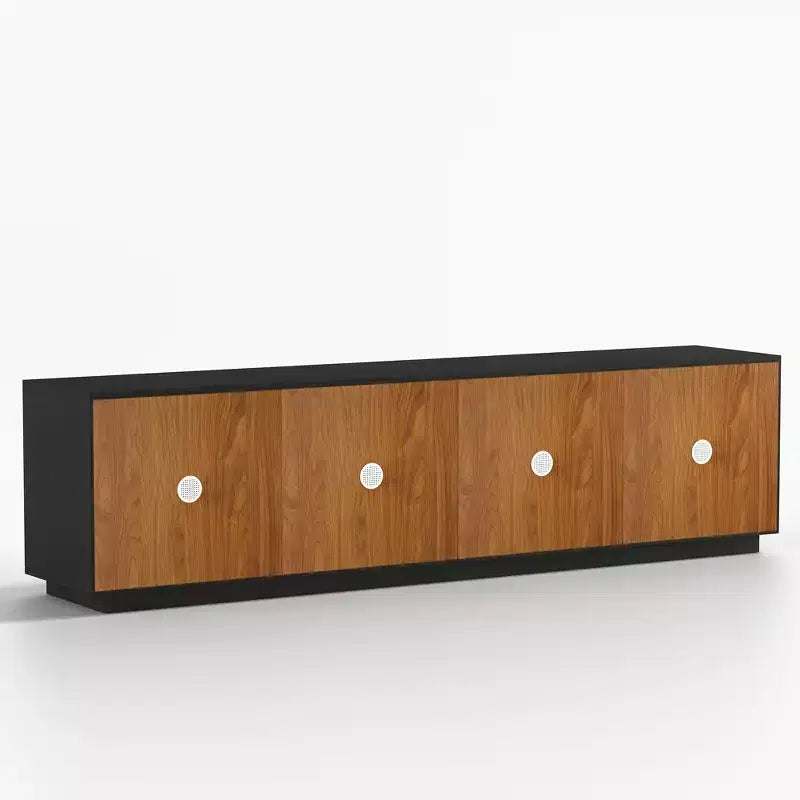 Meuble TV moderne Luck Live de 223 cm avec placards de rangement et étagères réglables, meuble de rangement de salon noir